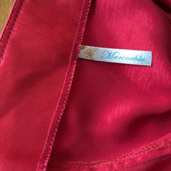 Marineblu Red Satin Slip Dress 15" P-P Size M - Picture 4 of 6